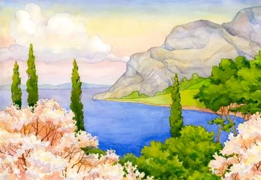 Lovely Natural Landscape In Watercolour
